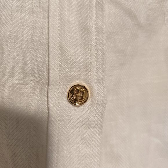 Lauren Ralph Lauren Womens 100% Linen Blouse Shirt Sz M White Embroidered Crest - Picture 4 of 10